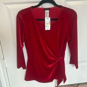 NWT Red Dressy Velvet Material Top Size M